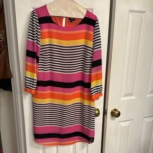 Cupio Pink and Orange Striped Long Sleeve Dress